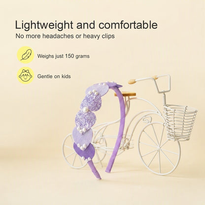 Dainty hairband with cascading hearts and pearl detailing -Purple