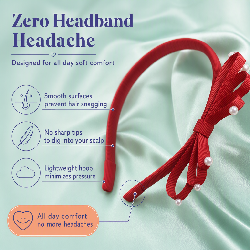 Loopy Hairband  with pearls detailing- Red