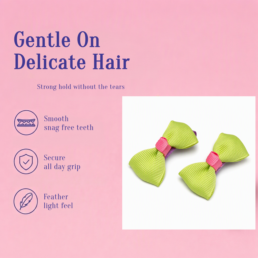 Pleasing polka dotted loopy bow on alligator clips along with pretty bow on alligator clips -Green and White