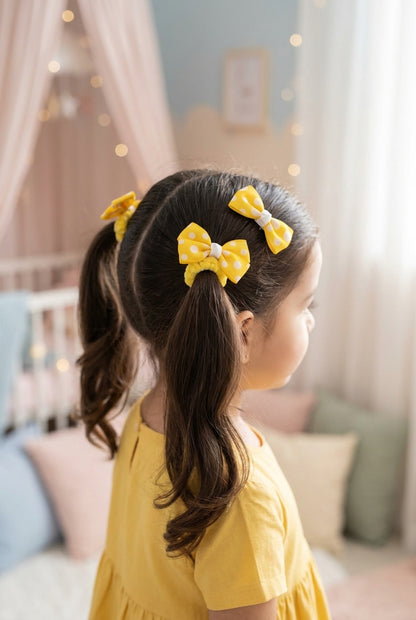 Cute Polka Dot Combo One Pair of Alligator Clip and One Pair of Rubber band