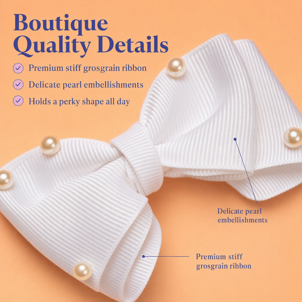 White festive boutique bows with Pearls