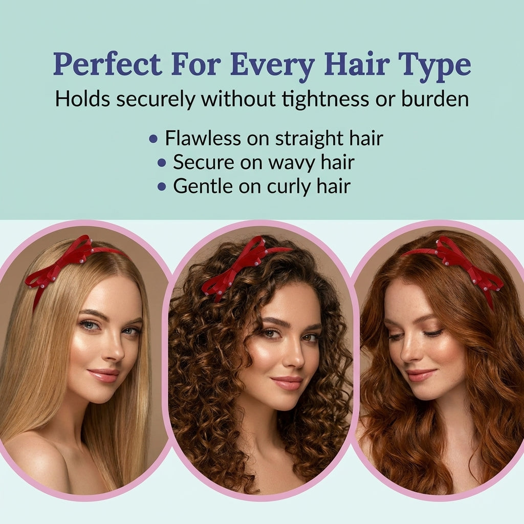 Loopy Hairband  with pearls detailing- Red