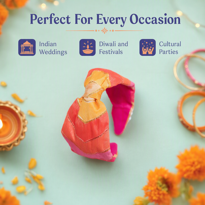 Broad Ethnic Hairband - Pink, Yellow and Orange