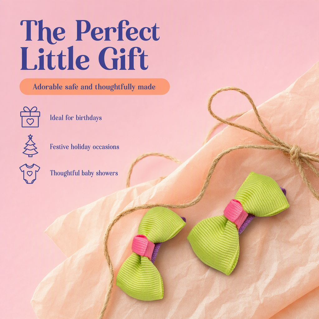 Cute Bow Aligator Pins with Pink Centre.