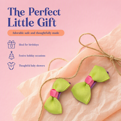 Cute Bow Aligator Pins with Pink Centre.
