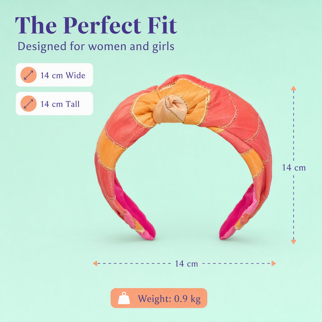 Broad Ethnic Hairband - Pink, Yellow and Orange