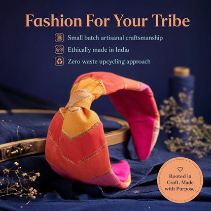 Broad Ethnic Hairband - Pink, Yellow and Orange