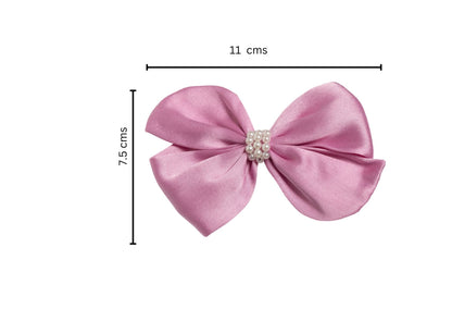Pearl Detailed Cute Satin Bow on Alligator clip - Lavender