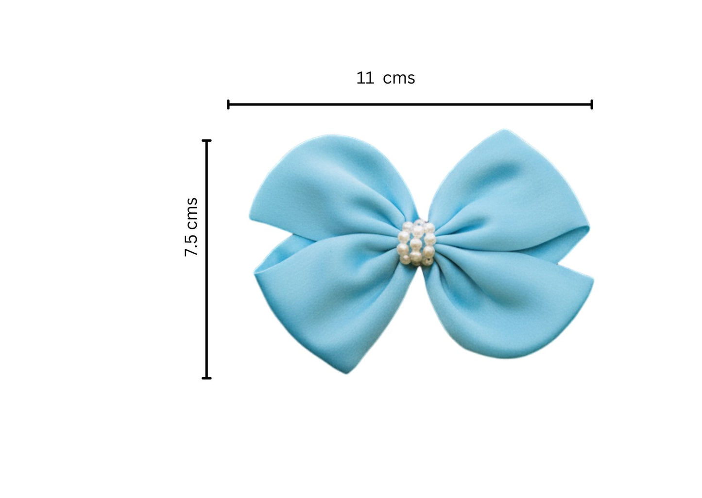Pearl Detailed Cute Satin Bow on Alligator clip - Blue