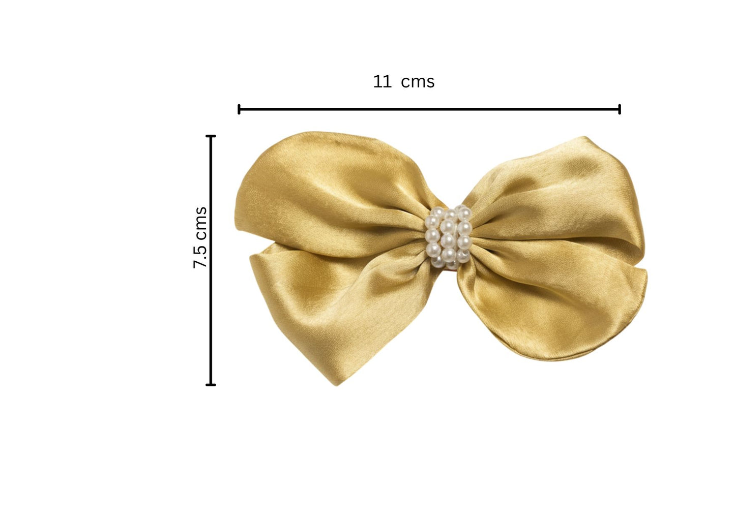 Pearl Detailed Cute Satin Bow on Alligator clip - Ivory