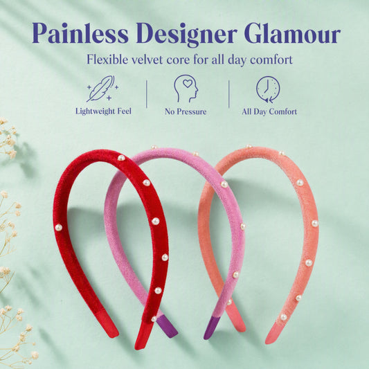 Velvet hair bands - Red, Purple, Peach