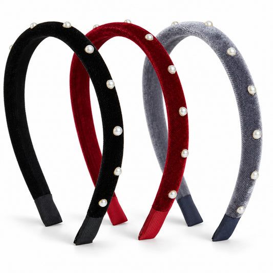 Velvet hair bands - Black, Maroon, Grey
