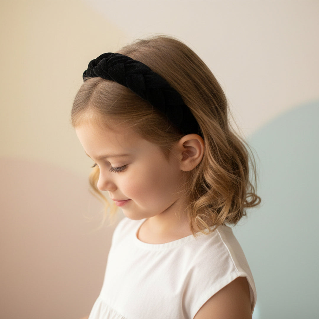 Velvet Braided Hair Band - Black