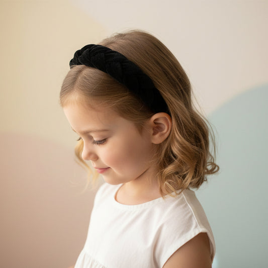 Velvet Braided Hair Band - Black