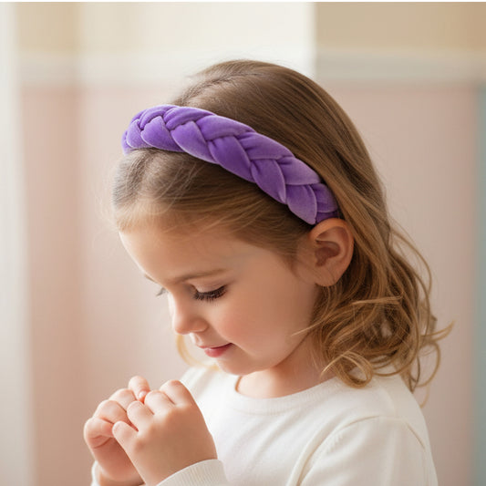 Velvet Braided Hair Band - Purple