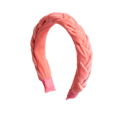 Velvet Braided Hair Band - Peach