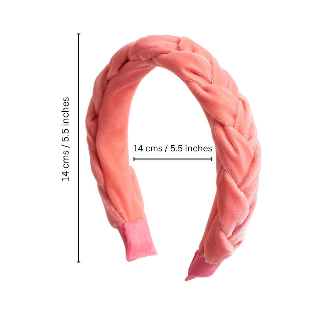 Velvet Braided Hair Band - Peach