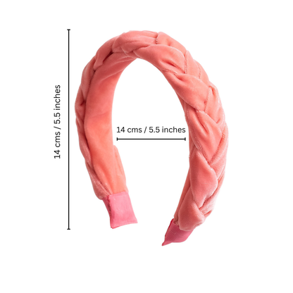Velvet Braided Hair Band - Peach