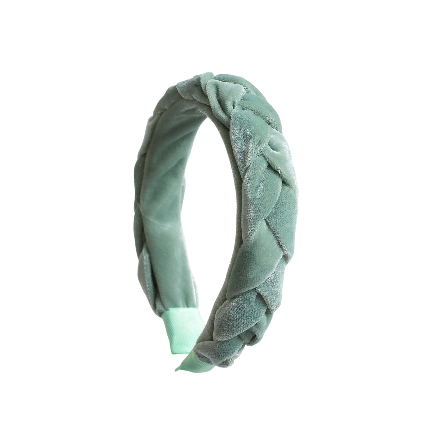 Velvet Braided Hair Band - Olive Green