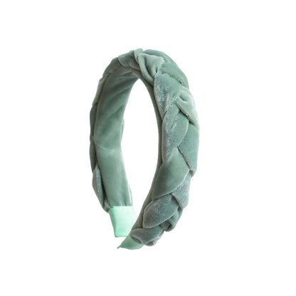 Velvet Braided Hair Band - Olive Green