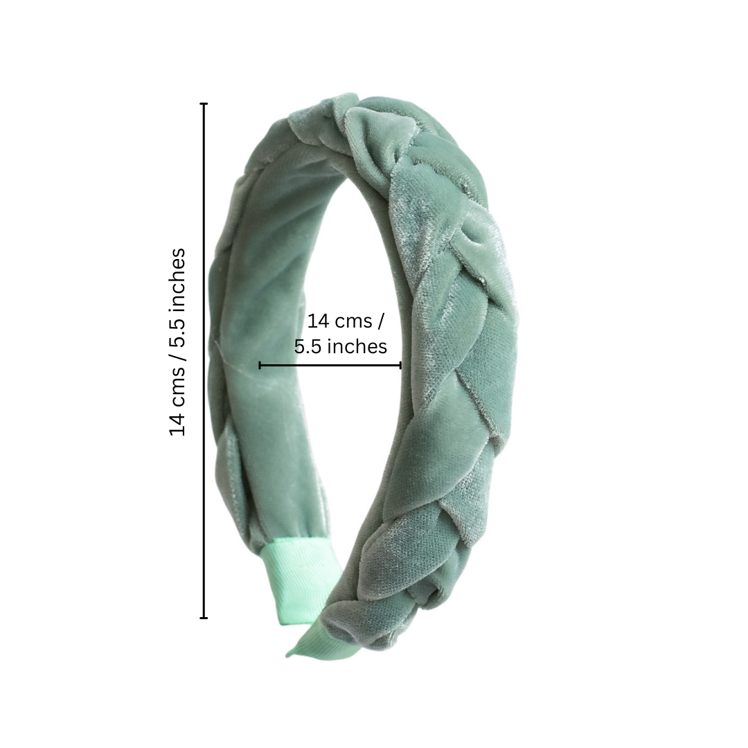 Velvet Braided Hair Band - Olive Green