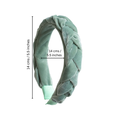 Velvet Braided Hair Band - Olive Green