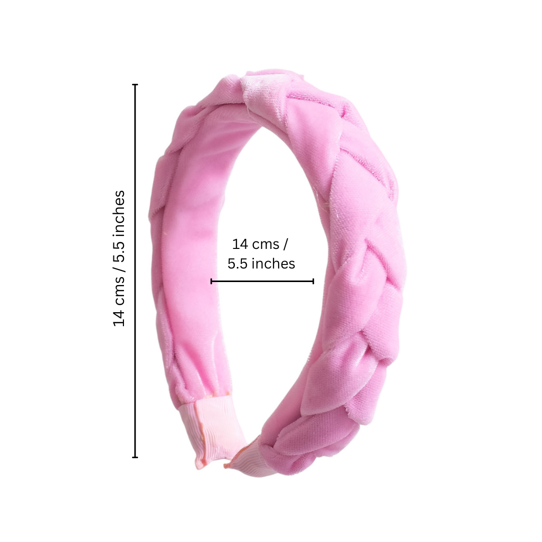 Velvet Braided Hair Band - Light Pink