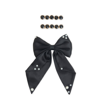 Pack of 3 Alligator Clips with Pearl Detailing – Black
