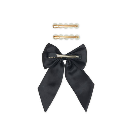 Pack of 3 Alligator Clips with Pearl Detailing – Black