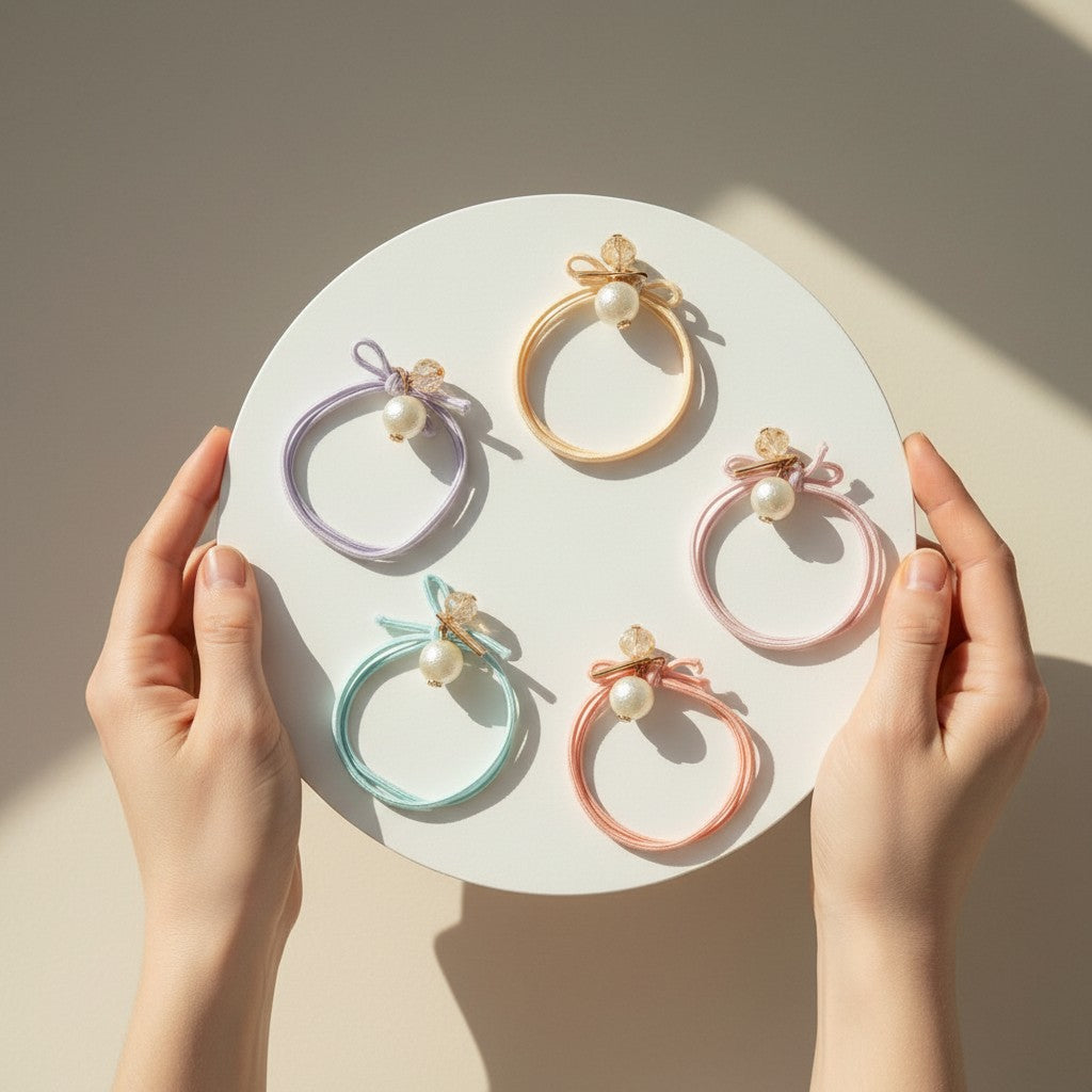 Pack of 5 Rubber Bands with Pearls – Multicolor
