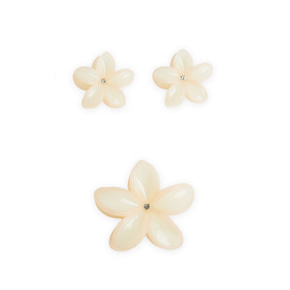Pack of 3 Floral Hair Clutcher Clips - Light Peach