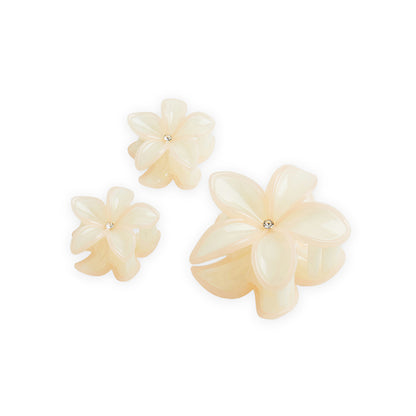 Pack of 3 Floral Hair Clutcher Clips - Light Peach