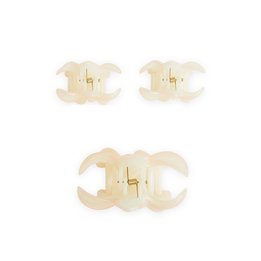 Pack of 3 Floral Hair Clutcher Clips - Light Peach