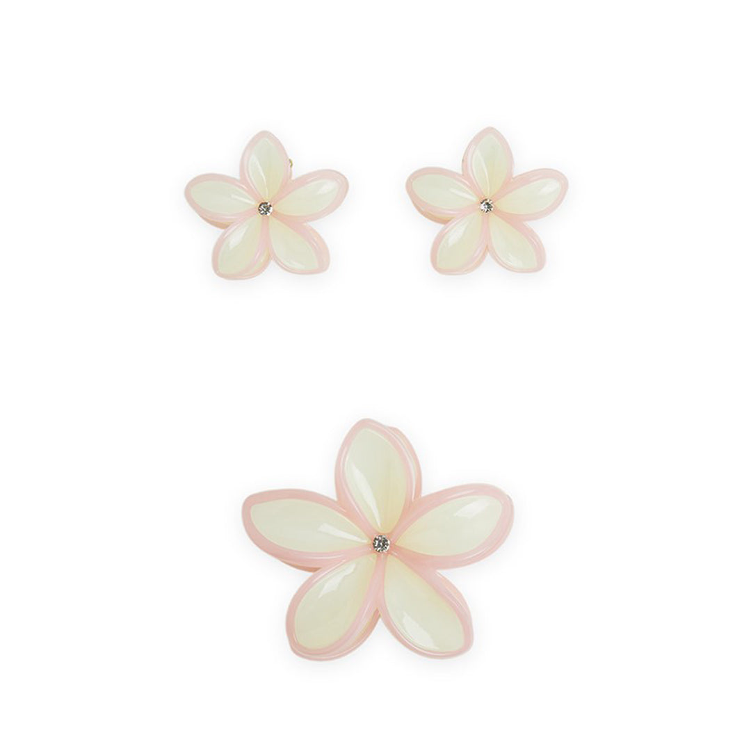 Pack of 3 Floral Hair Clutcher Clips - Light  Pink