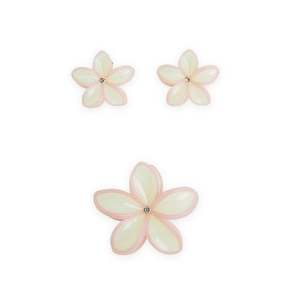 Pack of 3 Floral Hair Clutcher Clips - Light  Pink