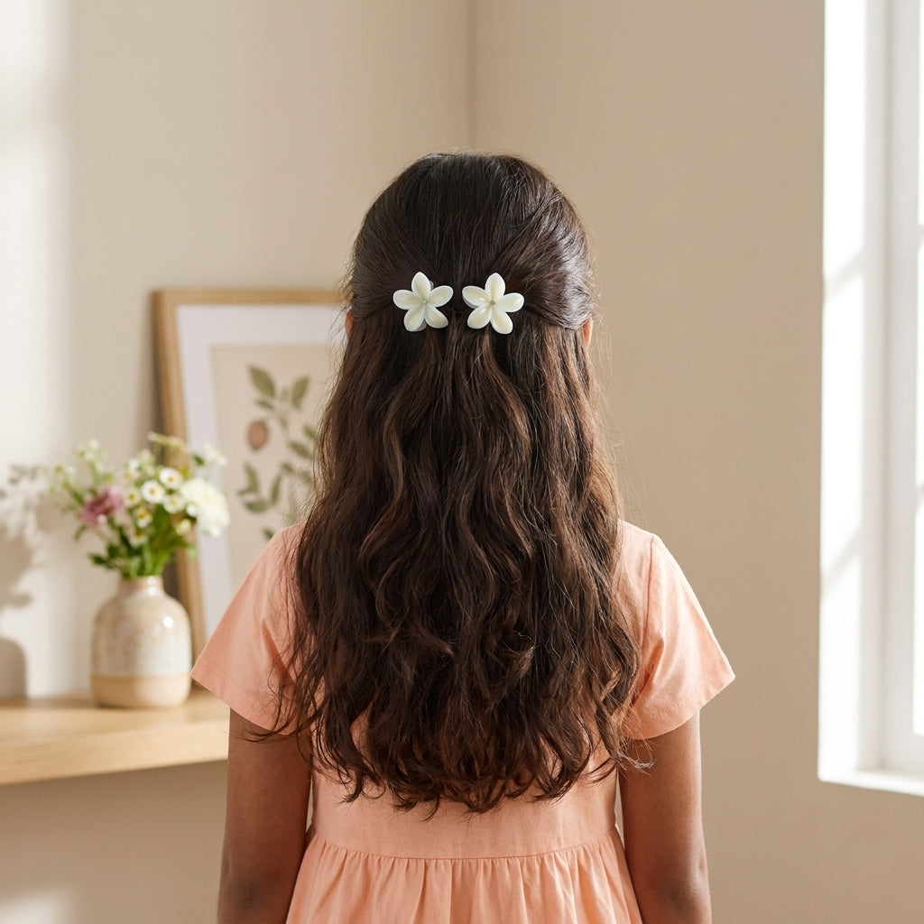 Pack of 3 Floral Hair Clutcher Clips - Light Blue