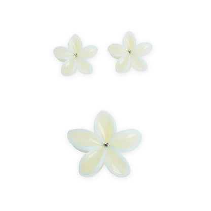 Pack of 3 Floral Hair Clutcher Clips - Light Blue