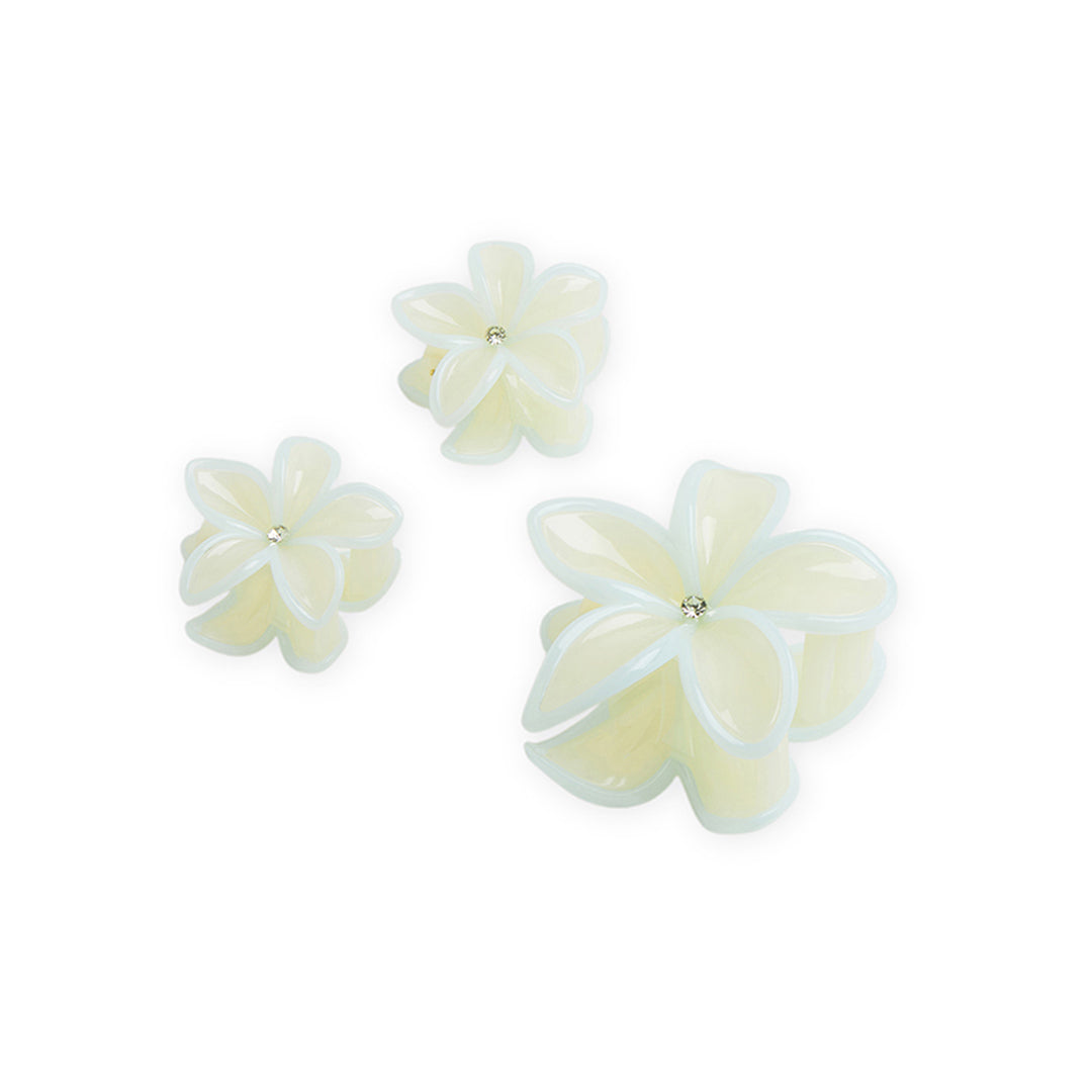 Pack of 3 Floral Hair Clutcher Clips - Light Blue
