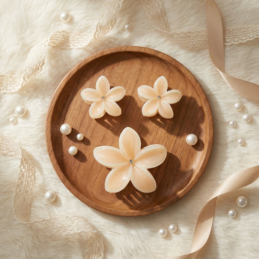 Pack of 3 Floral Hair Clutcher Clips - Peach