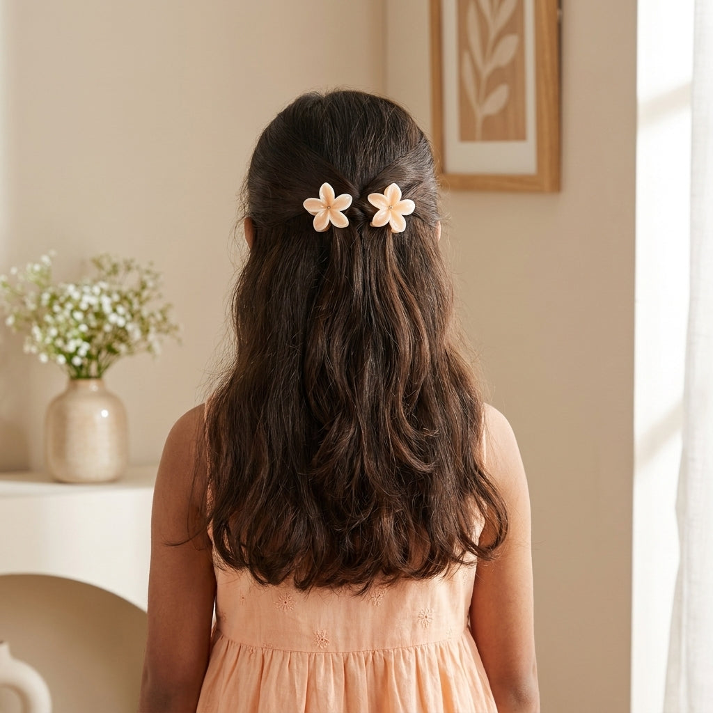 Pack of 3 Floral Hair Clutcher Clips - Peach