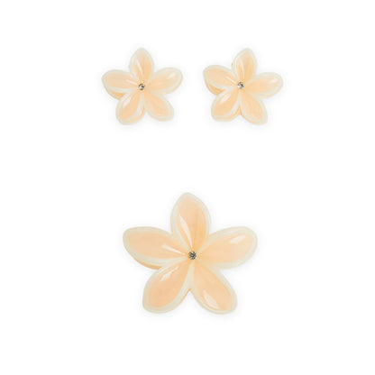Pack of 3 Floral Hair Clutcher Clips - Peach