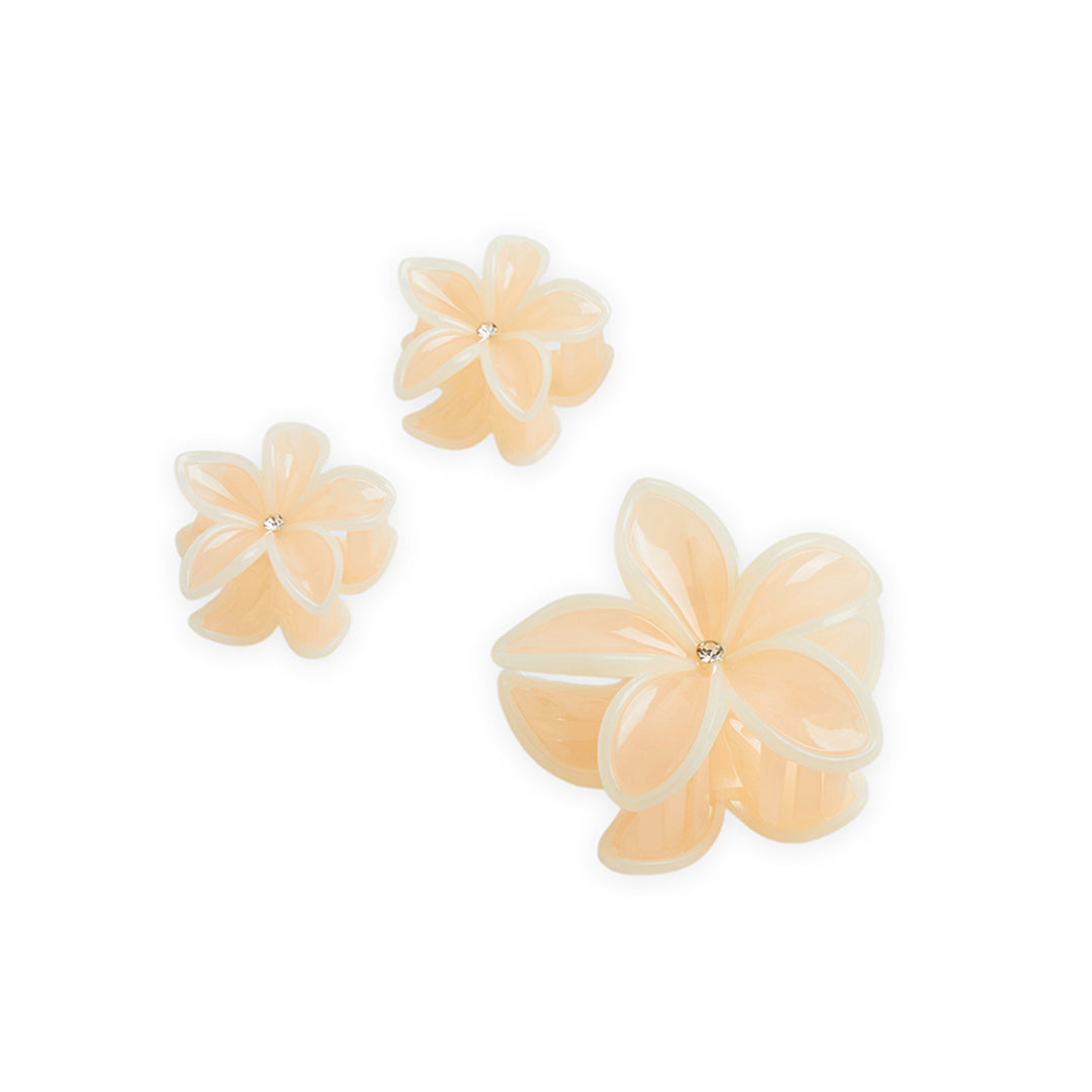 Pack of 3 Floral Hair Clutcher Clips - Peach