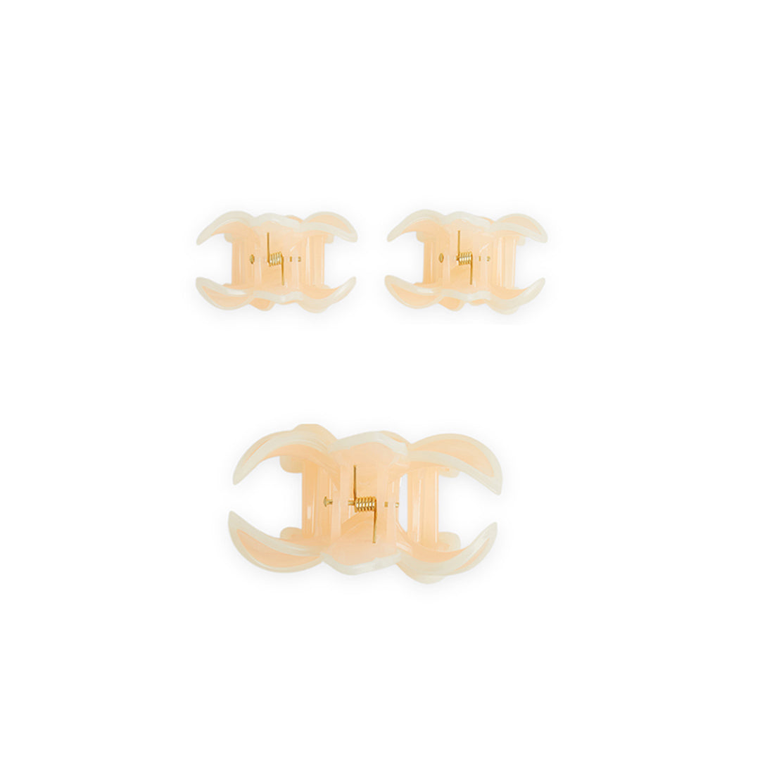 Pack of 3 Floral Hair Clutcher Clips - Peach