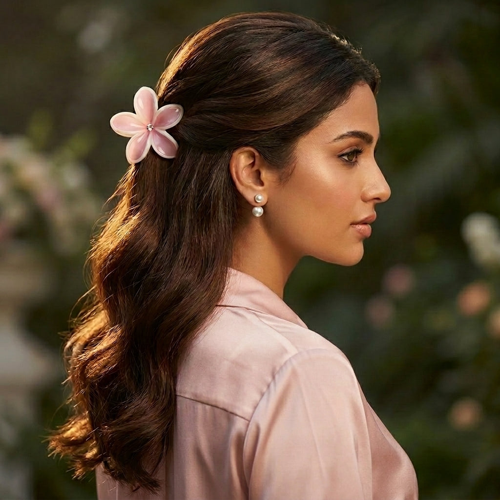 Pack of 3 Floral Hair Clutcher Clips - Pink