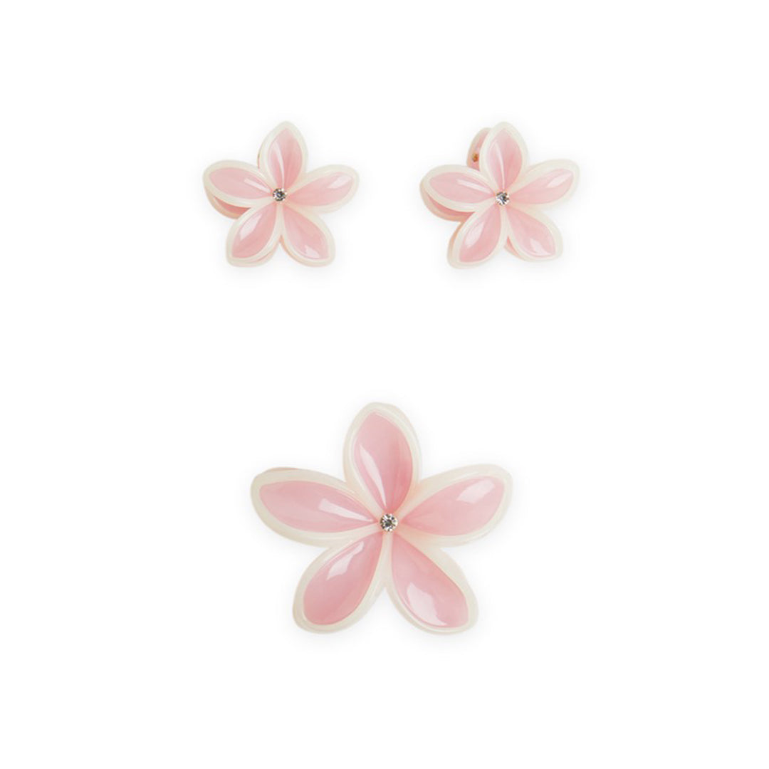 Pack of 3 Floral Hair Clutcher Clips - Pink