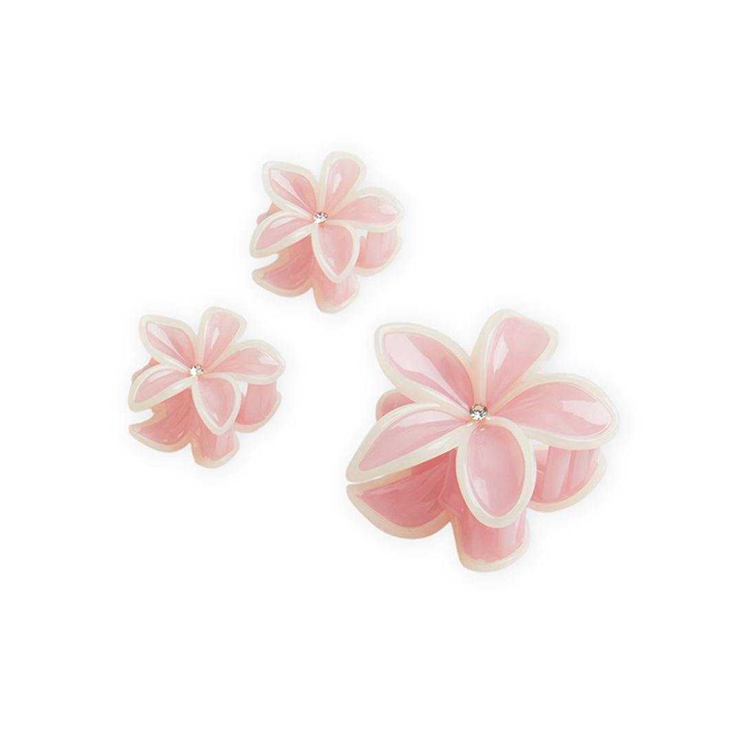Pack of 3 Floral Hair Clutcher Clips - Pink