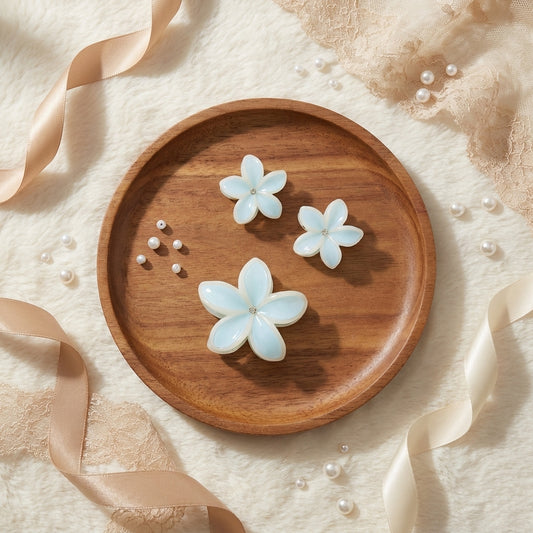 Pack of 3 Floral Hair Clutcher Clips - Blue