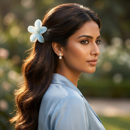 Pack of 3 Floral Hair Clutcher Clips - Blue