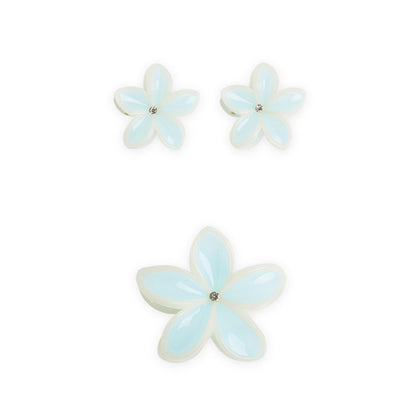 Pack of 3 Floral Hair Clutcher Clips - Blue
