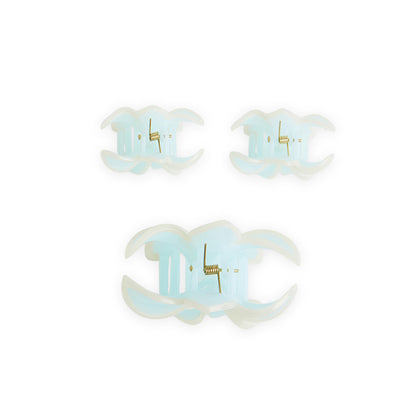 Pack of 3 Floral Hair Clutcher Clips - Blue